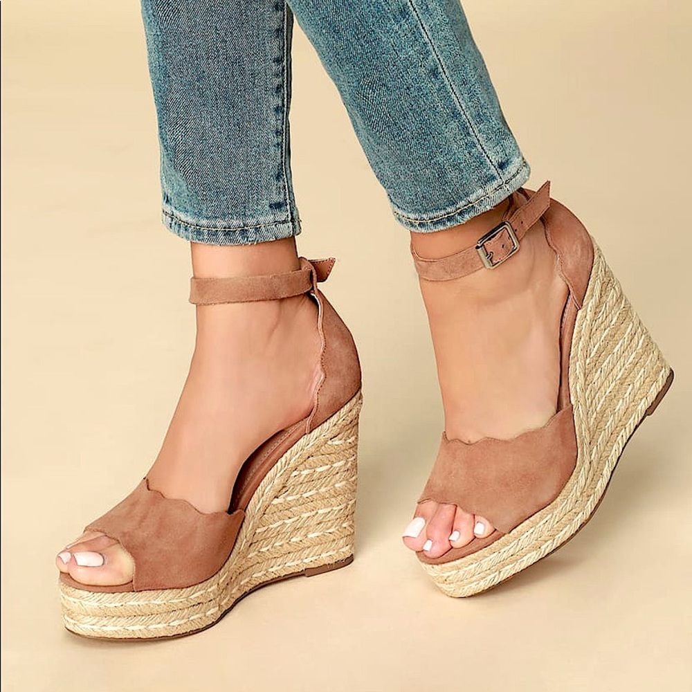 Steve Madden Espadrille Wedge Camel Suede